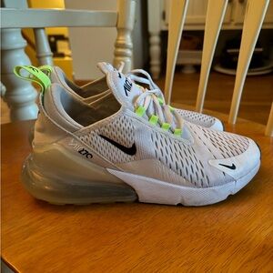 Nike Kids Air Max 270 White Sneakers with Neon Green Accents